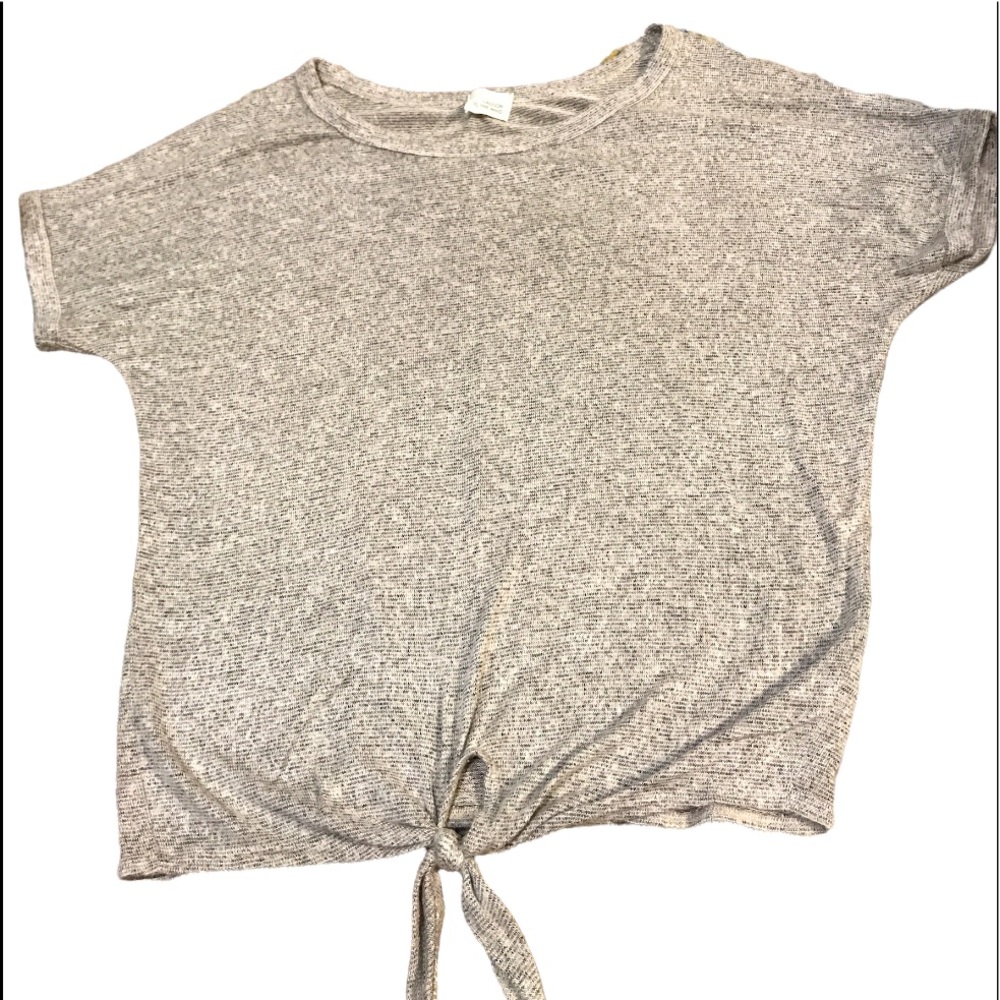 Caution to the Wind Anthropologie Tan soft rayon blend crop tie waist top